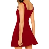 Haljine za žene plus veličine ženski a-line kvadratni izrez bez rukava bez rukava kratka vruća prodaja A-line haljine crvene s