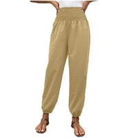 Ženske padžama hlače modne žene casual solidne hlače u boji ravne hlače sa širokim nogama sa džepom