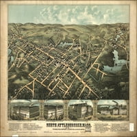24 X36 Galerija poster, Mapa North Attleborough, Massachusetts 1878