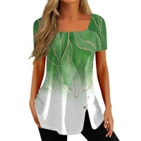 Bazyrey Womens V-izrez ženska mamuflažna bluza s kratkim rukavima Summer Casual Tunic majice Green M