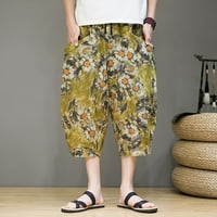 Hlače za muškarce muške proljetne ljetne cvjetne pamučne pantalone labave tiskane pune print pantalone