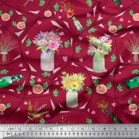 Soimoi boca tkanine pamučne patke, Camellia & Rose cvjetni tkanini otisci sa dvorištem širom