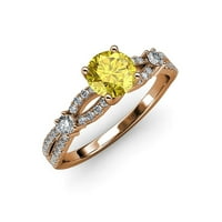 Žuti safir i dijamantski zaručni prsten za split 1. CT TW u 14K ružičastog zlata.Size 9