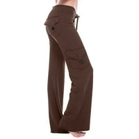 Kayannuo Womens Cargo hlače sa džepovima Široke pantalone za noge za žene Žene vježbaju gamaše Stretch
