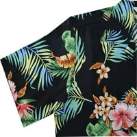 Alvish Havajska majica Muški cvjetni list plaža Aloha Party casual crna m
