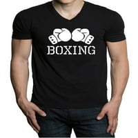 Muške bokserske rukavice v Crna majica V-izrez Veliki crni