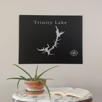 Trinity Lake Clair Engleski Karta 24x24 Crna metalna zidna umjetnička ured Dekor poklon ugraviran Kalifornija