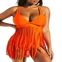 Aunavey Women Fringe kupaći kostimi s visokim strukom dva tassela vrhunska kontrola trbuha Bikini setovi