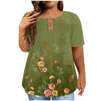 Trendy Cleance ženske vrhove Crewneck košulje Ležerne prilike Ležerne prilike Floral Print Ljeto Kratki