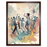 Ljudi plešu na muziku na plesnoj modernom mekoj pastelnoj ploči s pločama Slikanje umjetnosti Ispis