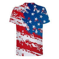 Američki zastava za muškarce kratki rukav Crewneck zastava pulover fitness sport majica plavi xxxl