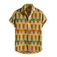 CLLIOS MENS Havajski košulje Summer Tropical Print Majica Modne majice kratkih rukava Dolje Down Kuglanje