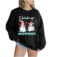 Pijte dukseve snjegovića za ženske prevelike pulover slatke snježne majice Crewneck Fleece Ležerne prilike