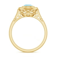 CT Aquamarine Solitaire Prsten za žene - March RođenDanski prsten, 14k žuto zlato, SAD 7.50