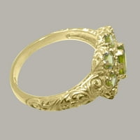 Britanska napravljena 14k žuto zlato prirodni peridot ženski prsten izjave - Veličine opcije - veličine