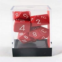 Chesse Polyedral 7-die Neprozirni set kockica - crvena s bijelim brojevima 25404