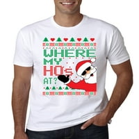 Djed Mraz gdje sam moj hos? Ružni božićni džemper Muška grafička majica, bijela, mala