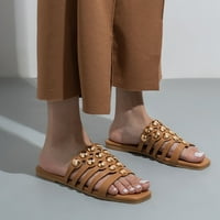 Leey-World Sandale Žene Ležerne ljetne sandale sa lukom Podrška Flip Flops Platforme Wedge Sandale Koža