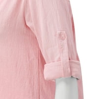 Ženska modna majica s dugim rukavima i posteljina majica za majicu V-izrezom