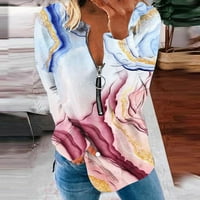 Žene Fahsion Graphic s dugih rukava majica moda zip up pulover udoban labav fit izlasci bluze
