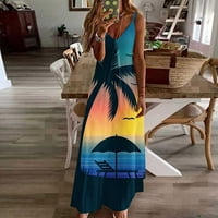 Žene Ljeto bez rukava Maksi haljine za odmor na odmor za odmor labava udobna haljina špageta kaiševa