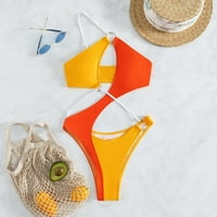 Žene seksi bikini kupaći kostimi za kupaonice Bikini kravata boja za kupanje Halter Narančasta L