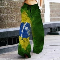 Ženska moda retro casual labavske pukotine sa širokim nogama sa džepovima Green M