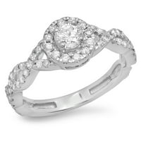 DazzlingRock kolekcija 0. Carat 14k okrugli dijamant Swirl Split Shank Bridal Halo Angažov prsten, bijelo