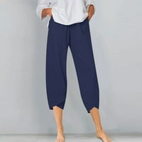 Ganfancp nove hlače modne žene široke pantalone za širenje ležerne ležerne labave hlače elastične strugove
