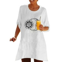 Ženska modna casual okrugla od tiskana na srednjim rukavima tipka za ispis TOP bluza Grafička majica