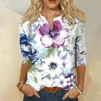 Ljetni vrhovi za žene rukavi dame cvjetno tiskane tunike labavi obloženi lakat dužina pada majica Boyffried