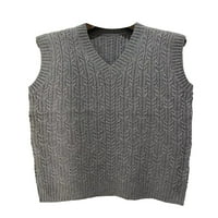 Colisha muški džemper prsluk kabeli pleteni pulover V izrez sa izrezom labavi odmor bez rukava na vrhu
