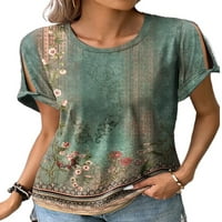 Ženska majica Kratki rukav ljetni vrhovi cvjetni print majica Confy Pulover Daily odjel Tee Green 5XL