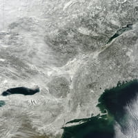 10. februara, - satelitski pogled na snježni poklopac koji se proteže sa istočne obale zapadnog prošlog