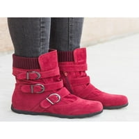 Lacyhop Women Winter Boot boine patentni zatvarač sa sređem CALF čizme kaiš kopče Ležerne cipele Hodanje