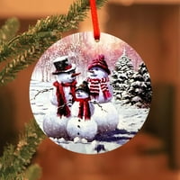 Drveni božićni kraljevski perli bijeli obojili božićni disk DIY božićni ukras Drveni okrugli privjesak