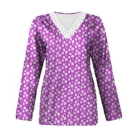 Strungten jesen i zimska ženska modna casual dugih rukava cvijet od čipke V-izrez pulover Top bluza