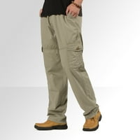 Leey-World Work Hlače za muškarce muške povremene teretne hlače opušteno fit s ravnim planinarskim hlačama