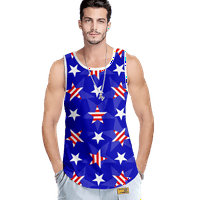 4. jula grafički mišićni majica bez rukava crvene plave zvijezde Eagle USA zastava Grafičke majice bez