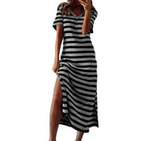 Ljetne haljine za žene Crew Crt SOLID Print kratkih rukava Maxi haljine sivi xxxl