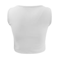LEOTARD HONGE TOP ženske dubine V-izrez Top košulje u osnovi vrhovi rezervoara bez rukava bez rukava s rebrastim bluzema Solid Sport Top Pileća Lady Top Poliester White XL
