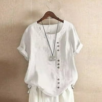 Bijela bluza za žene Ženske bluze i vrhove Dressy Womens Ljeto Ležerne prilike Solid Bool okrugli vrat