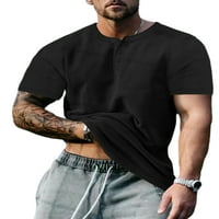 Capreze Muška majica Henley majica s kratkim rukavima, pune boje Ljetni vrhovi Slim Fit Basic Tee Crew