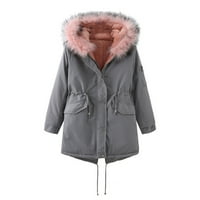 Ležerni kaput za žene - dugačka rukava dugačka udobna jakna Čvrsta puna zip turtleneck Overcoat Sive