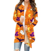 Umitay Cardigan džemper žene Halloween Print s dugih rukava s prednjim kardiganom TOP modna casual jakna
