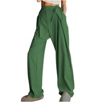 Modne ženske svestrane hlače tunelirana struka čipke široke pantalone za noge vojske zelene veličine