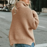 Ženska jesen i zimska puna boja labavi vrat pleteni džemper dugih rukava džemperi za žene turtleneck