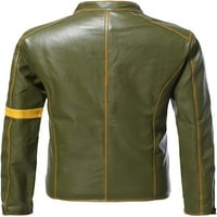 Muška vintage obična fit pu fau kožna postolja Ogrlica Zip up punk moto biciklistička jakna