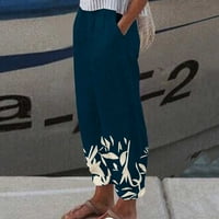 Ljetne trendy Capri pantalone za žene široke noge labave pričvršćene pantalone sa džepovima sa dnevnim