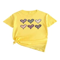 REJLUN Ženska majica Crew Crt Majica Short Print Summer Tops Basic Pulover Loobar posao Tunika Bluza Yellow XL